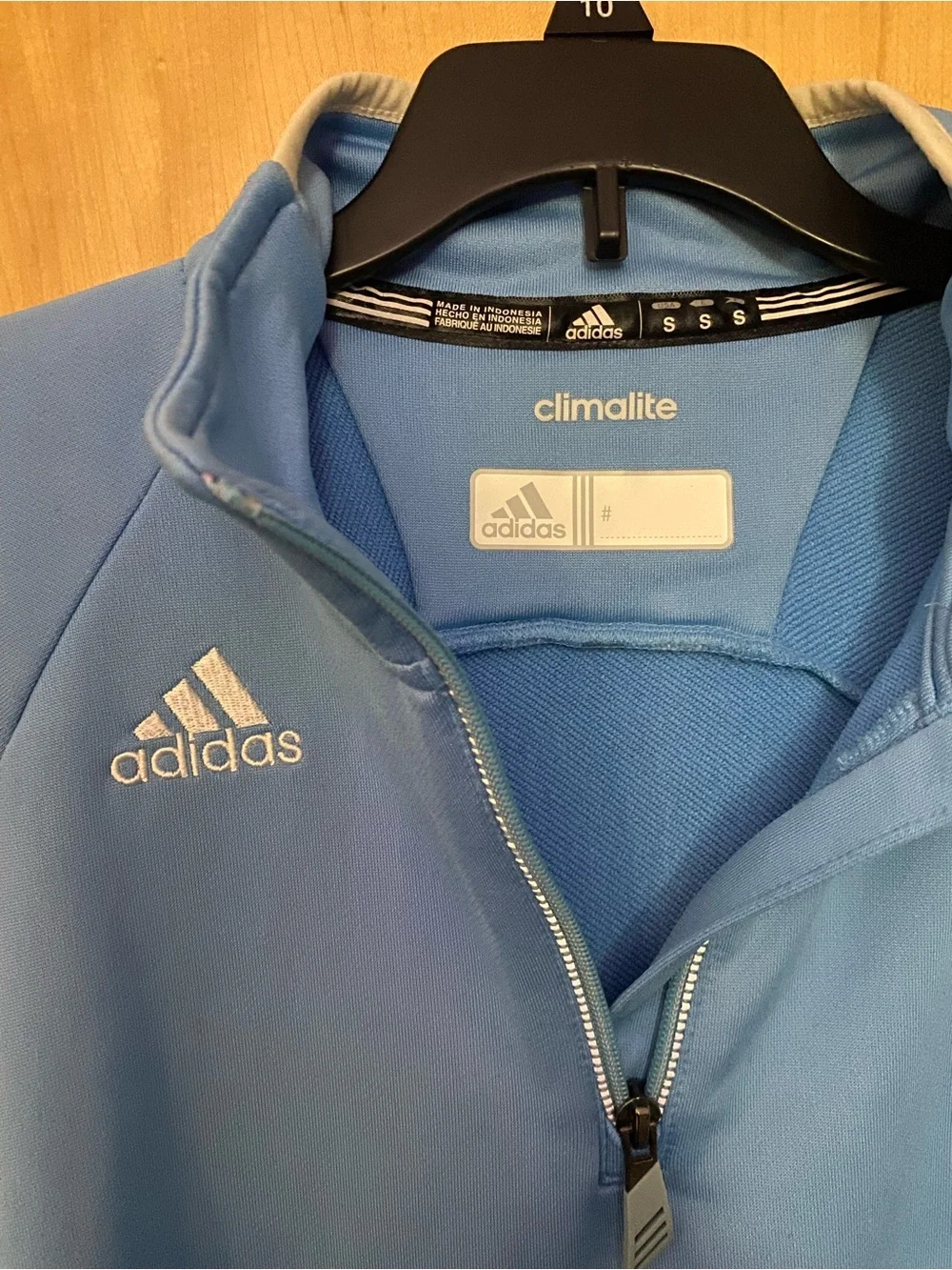 Adidas Climalite Carolina Blue White Stripes 1/4 Zip Athletic Pullover Small